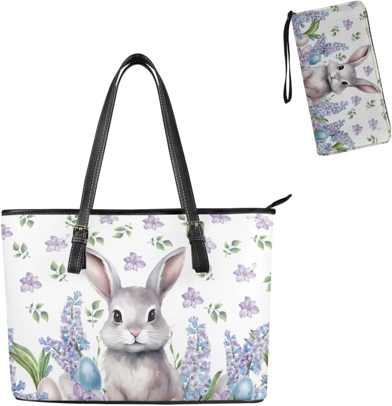 Saddle Purses for Women Easter Day Shoulder Bags Zipper Wallet 2 Pcs