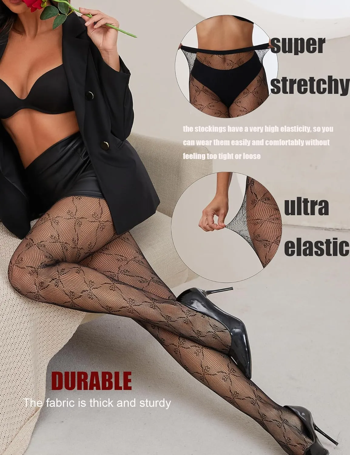 Sexy Tights for Women High Waist Fishnet Stockings Lace Leggings Floral Lace Pantyhose