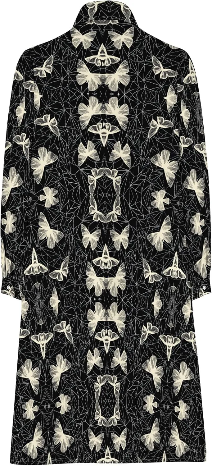 Shirt Dress for Women Button Down Long Sleeve Dress Casual Plus Size Printed Loose Dress with Pockets