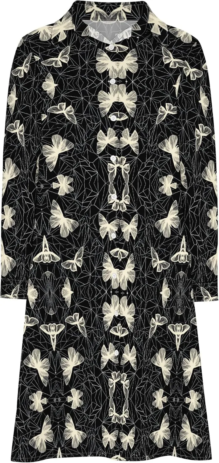 Shirt Dress for Women Button Down Long Sleeve Dress Casual Plus Size Printed Loose Dress with Pockets