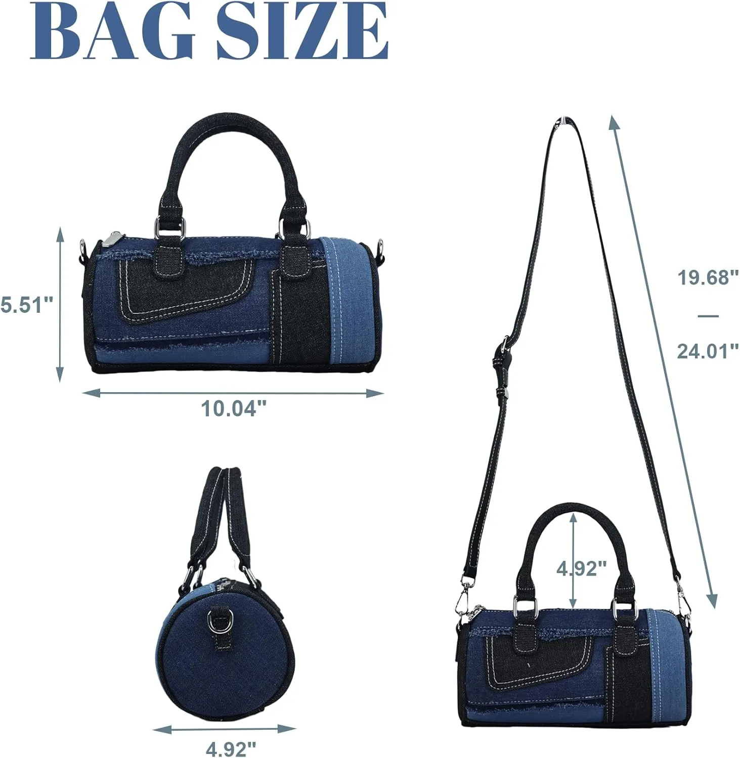 Shoulder Bags for Women Denim Purse Patchwork Crossbody Evening Handbag Clutch