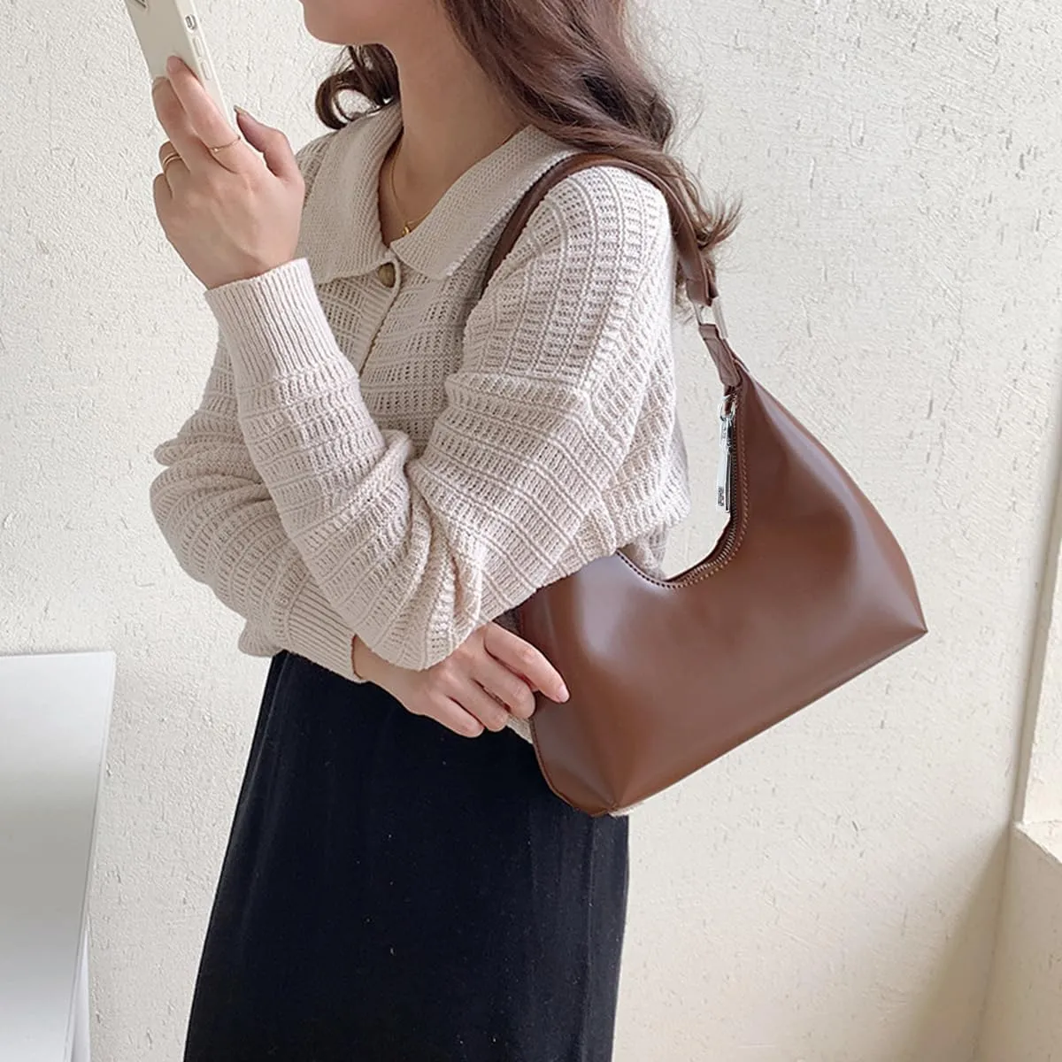 Shoulder Bags for Women Retro Vegan Leather Tote Clutch Purses Hobo Handbags