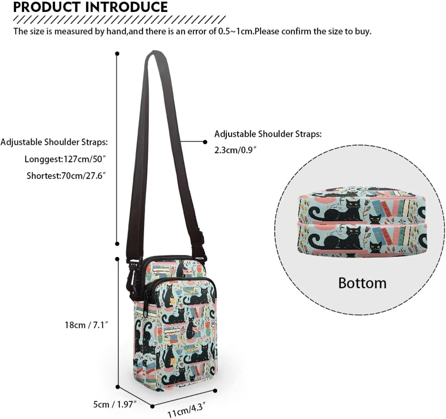 Shoulder Bags with Zipper, Crossbody Messenger Bag Chest Bag Waist Pouch Purse