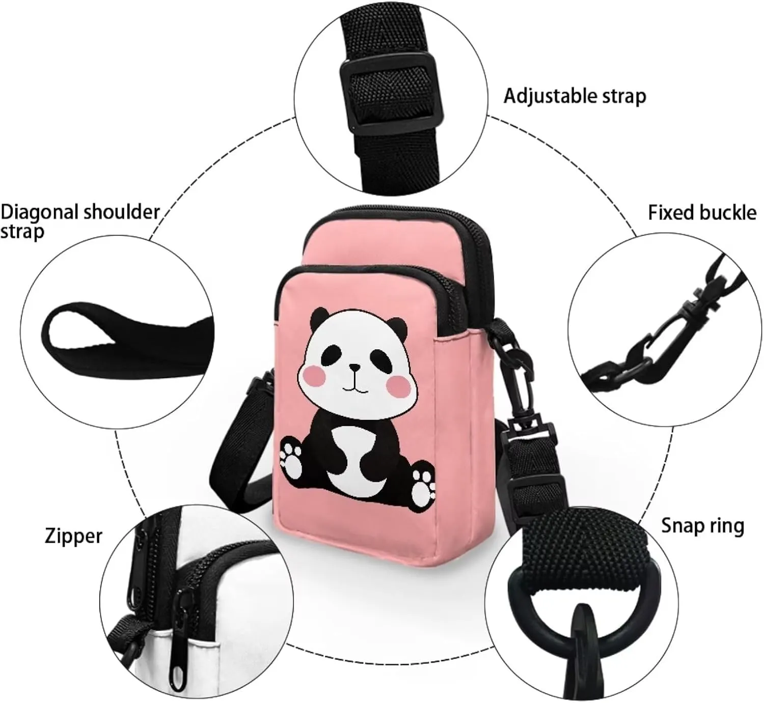 Shoulder Bags with Zipper, Crossbody Messenger Bag Chest Bag Waist Pouch Purse
