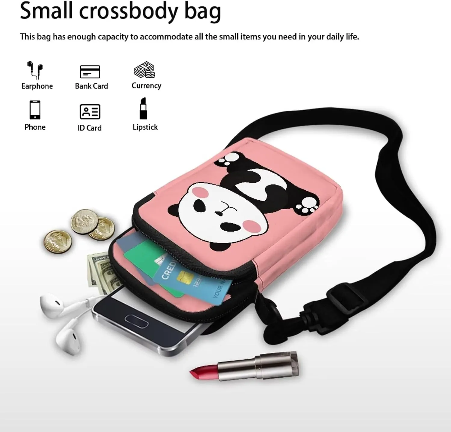 Shoulder Bags with Zipper, Crossbody Messenger Bag Chest Bag Waist Pouch Purse