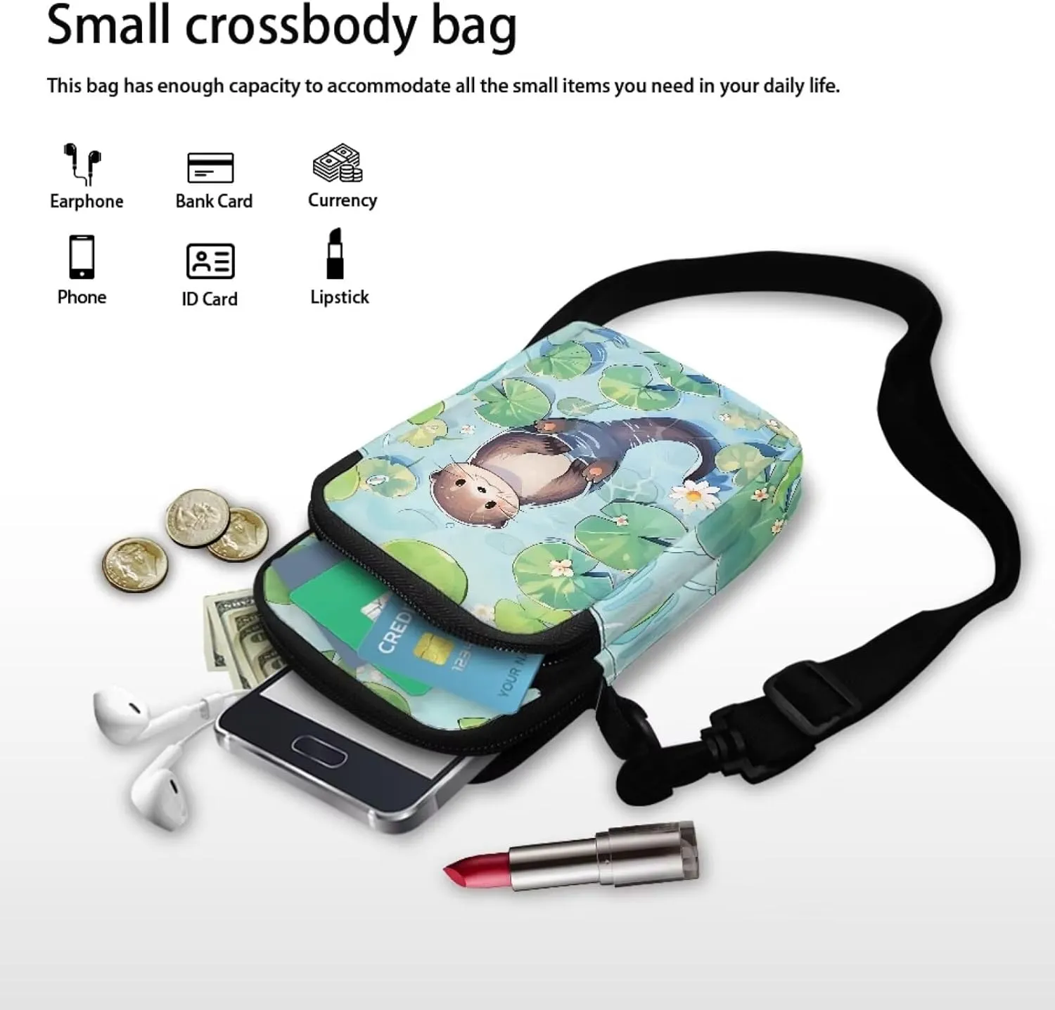 Shoulder Bags with Zipper, Crossbody Messenger Bag Chest Bag Waist Pouch Purse