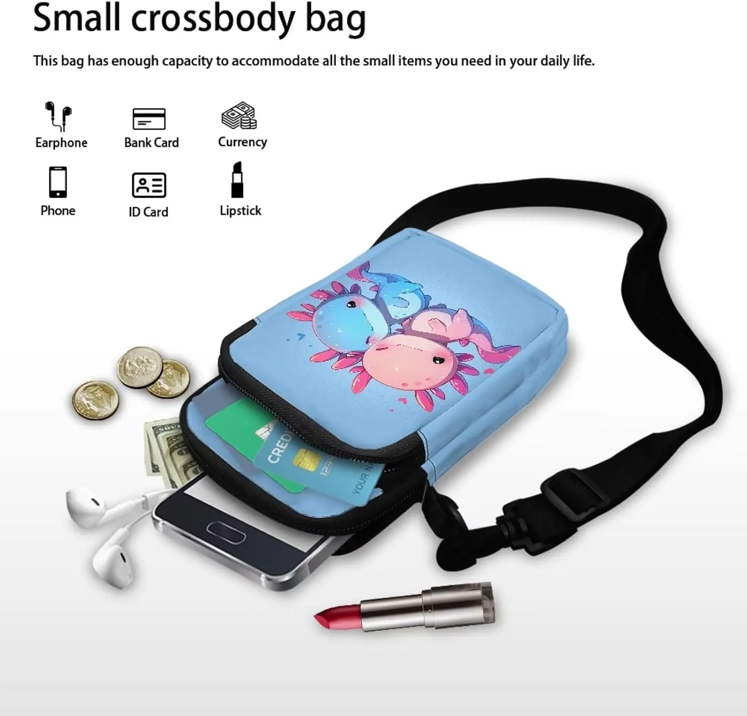 Shoulder Bags with Zipper, Crossbody Messenger Bag Chest Bag Waist Pouch Purse