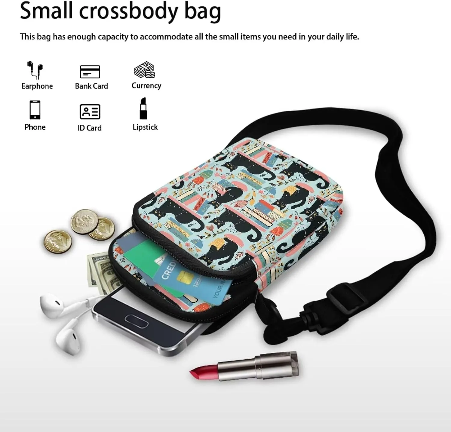 Shoulder Bags with Zipper, Crossbody Messenger Bag Chest Bag Waist Pouch Purse