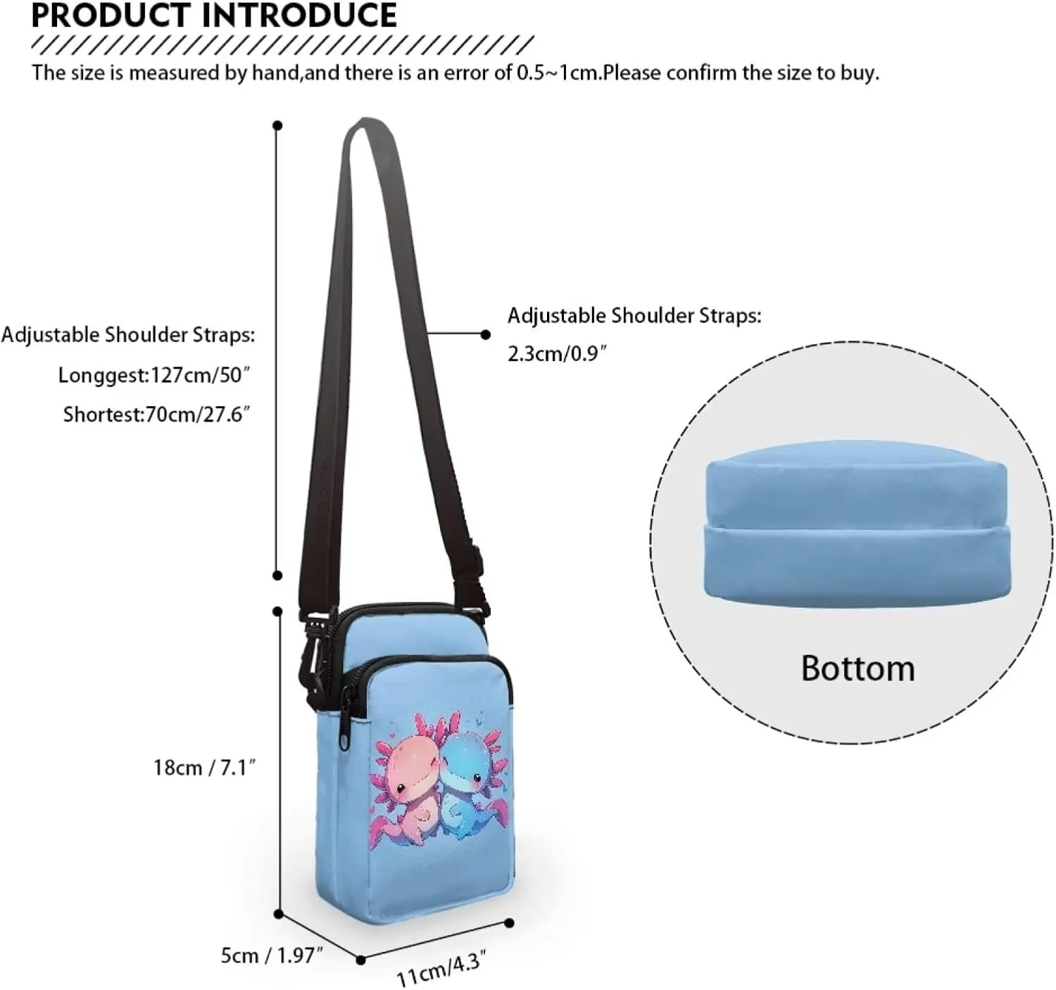 Shoulder Bags with Zipper, Crossbody Messenger Bag Chest Bag Waist Pouch Purse