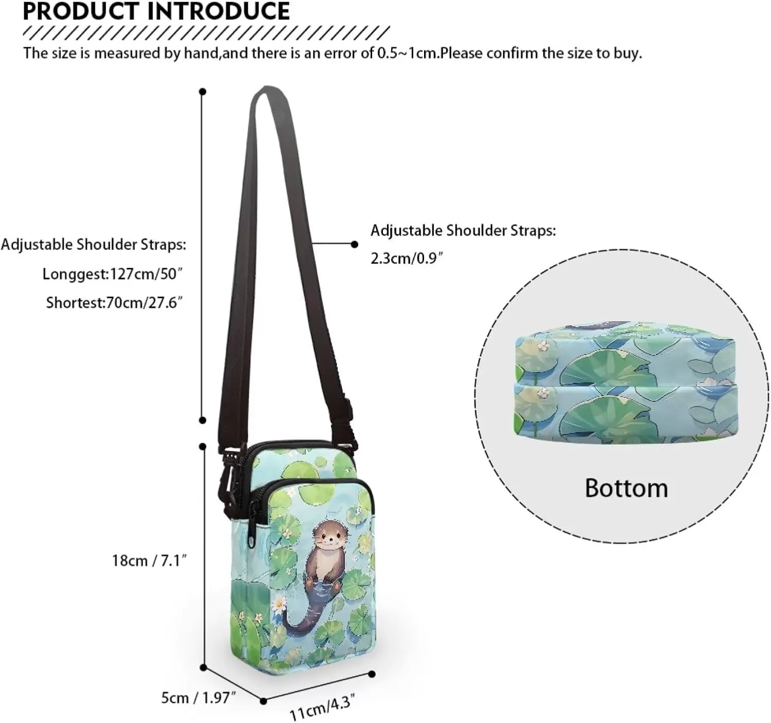 Shoulder Bags with Zipper, Crossbody Messenger Bag Chest Bag Waist Pouch Purse