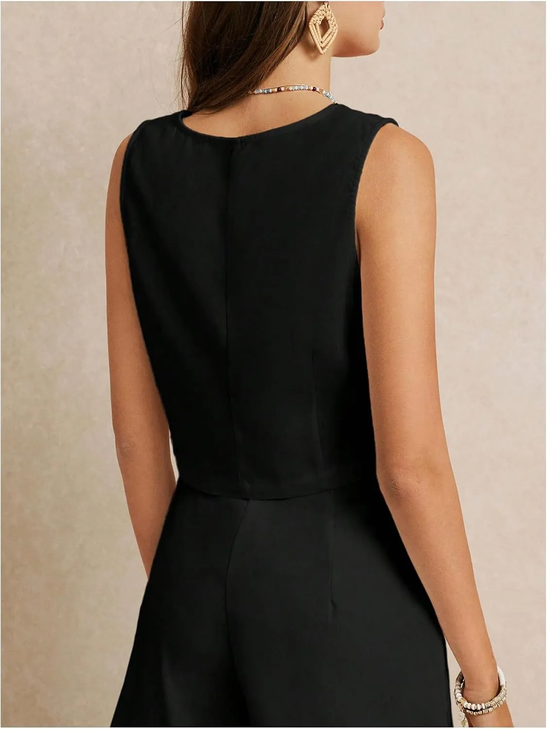 SOLY HUX Women's Vest V Neck Tank Tops Sleeveless Button Casual Blazer Waistcoats
