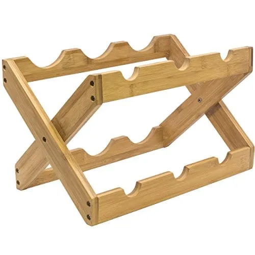 Sorbus Bamboo Foldable Countertop Wine Rack 6-Bottles (Bamboo)