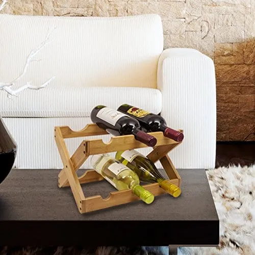 Sorbus Bamboo Foldable Countertop Wine Rack 6-Bottles (Bamboo)