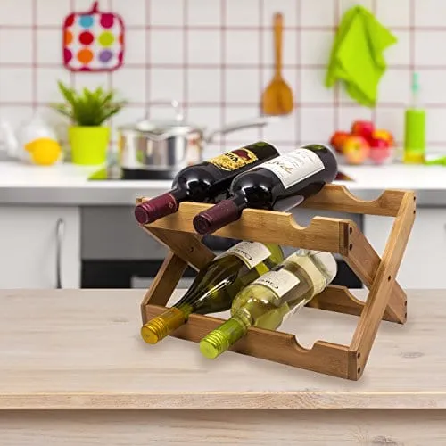 Sorbus Bamboo Foldable Countertop Wine Rack 6-Bottles (Bamboo)