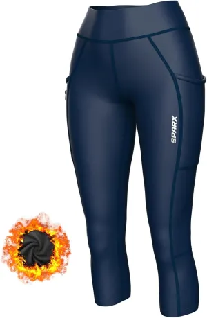 Sparx Women Padded Bike Pants Cycling Shorts Bicycle Thermal Capris 3/4 Winter Biking Tights