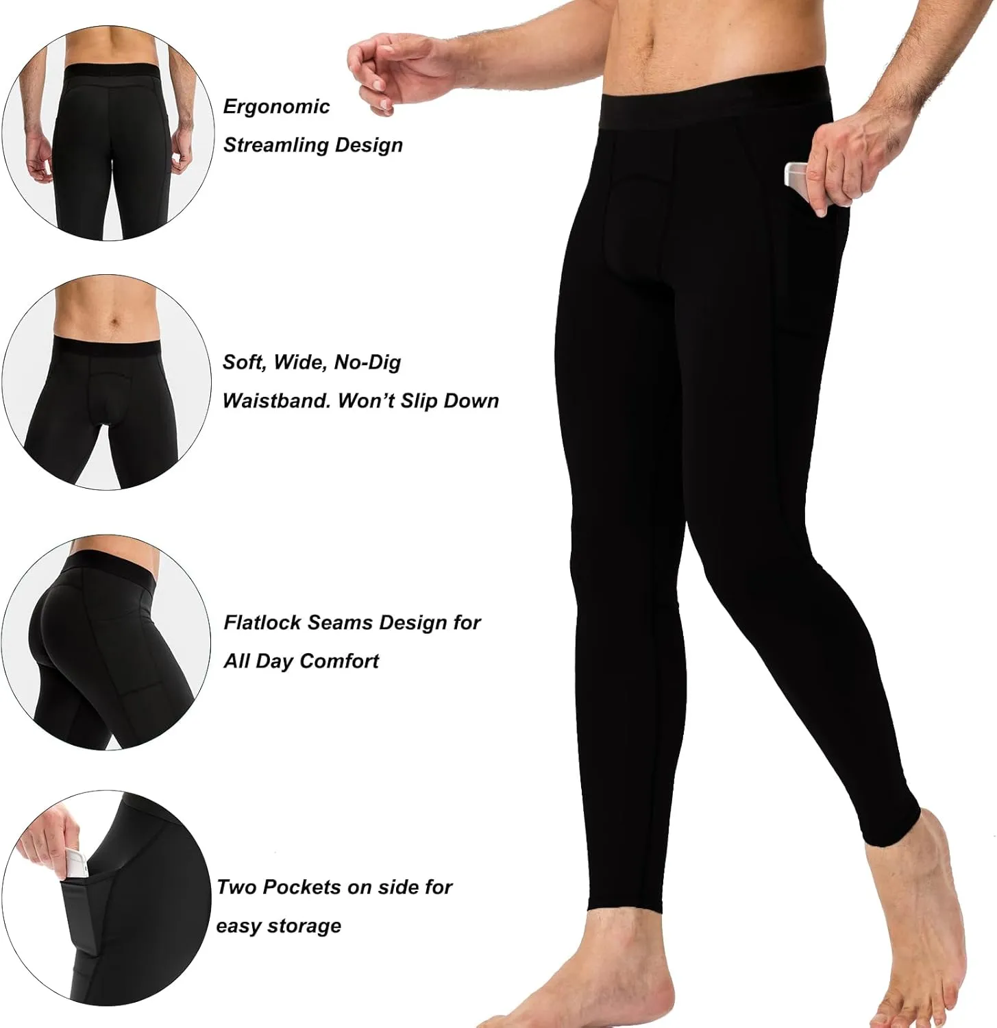 SPVISE Men's Compression Pants Workout Leggings Running Tights Cool Dry Athletic Baselayer Pants for Basketball Yoga Cycling