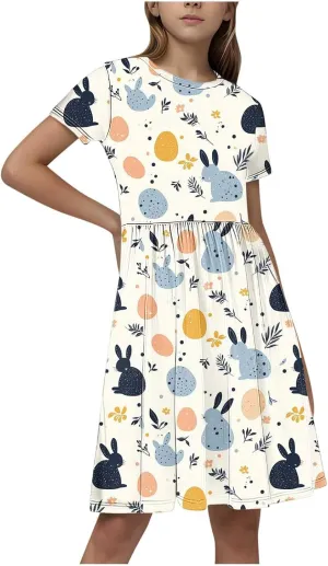 Summer Dresses for Girl 2025 Casual Ruffle Sleeves Mini Dress Sundresses Floral Boho Beach Sundress with Pockets