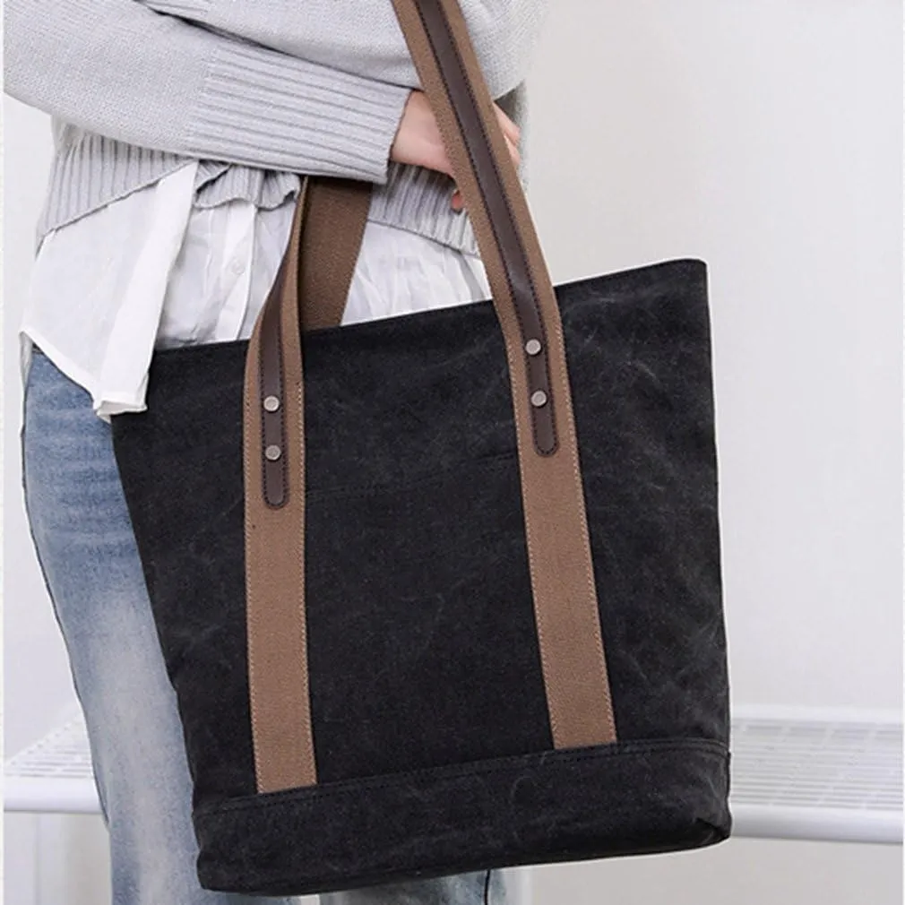 Sunshinejing Women's Canvas Shoulder Bags Retro Casual Handbags Work Bag Tote Purses