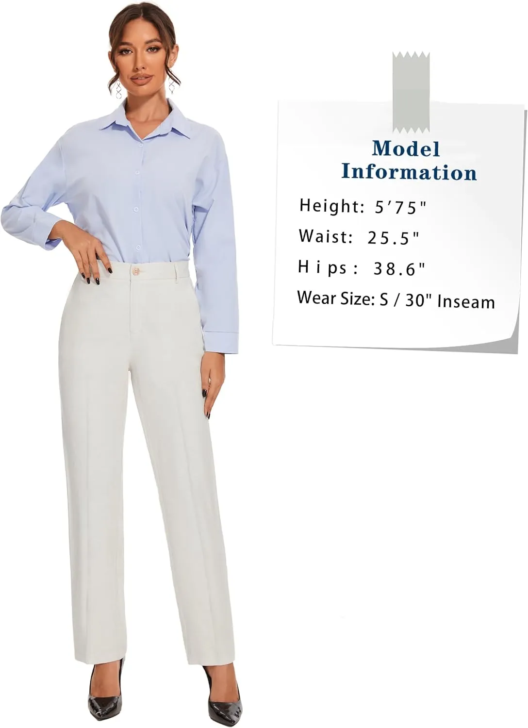 Tapata Women's 28"/30"/32"/34" Straight Linen Dress Pants with Pockets Tall, Petite, Regular for Office Work Business