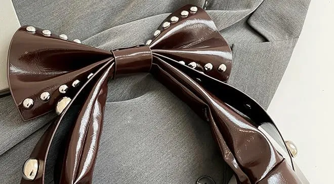 Trendy Studded Purses Y2K Bow Shoulder Bag Tote Bag Purse for Women Bow Knot Clutch Purse Hobo Handbag Purse 2025