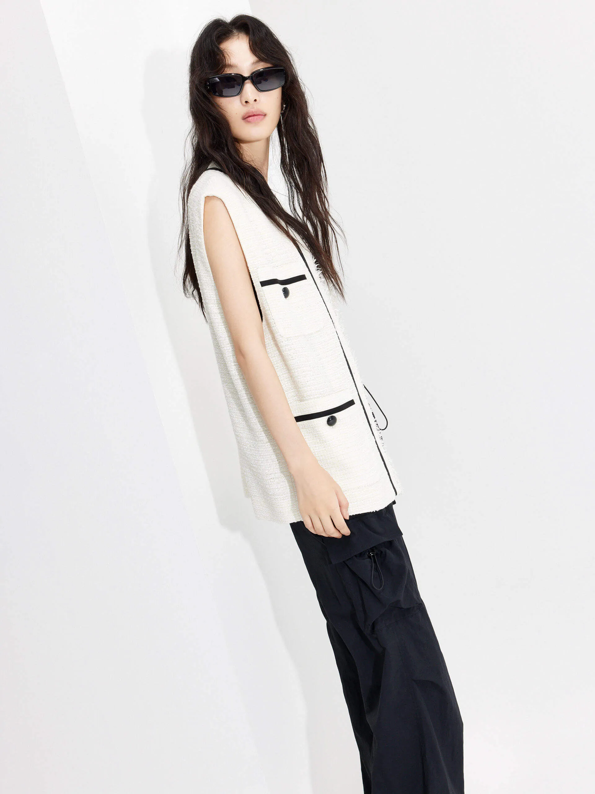 Tweed Texture Contrast Waistcoat