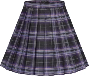 Urban CoCo Womens Uniforms Plaid Pleated Mini Skirt