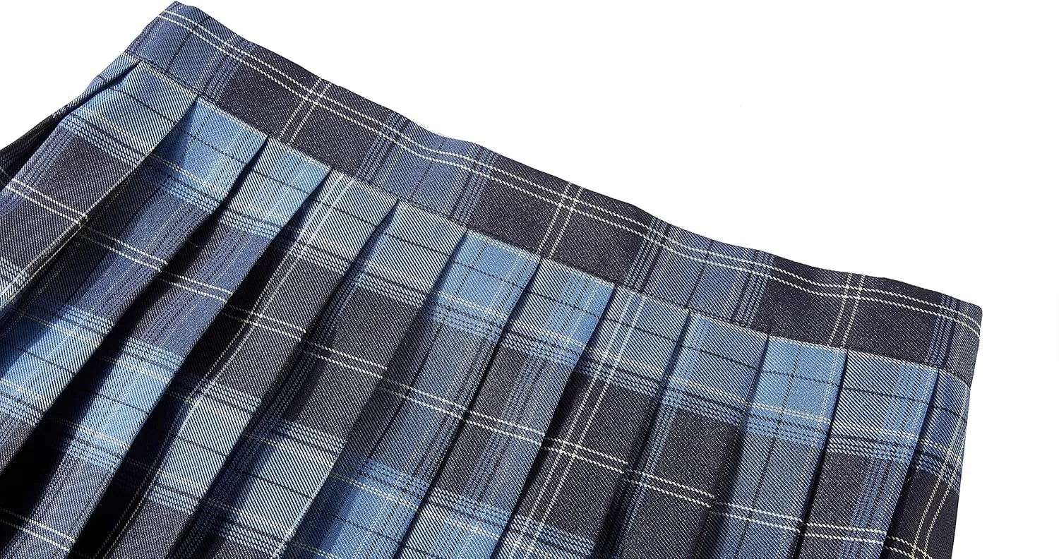 Urban CoCo Womens Uniforms Plaid Pleated Mini Skirt