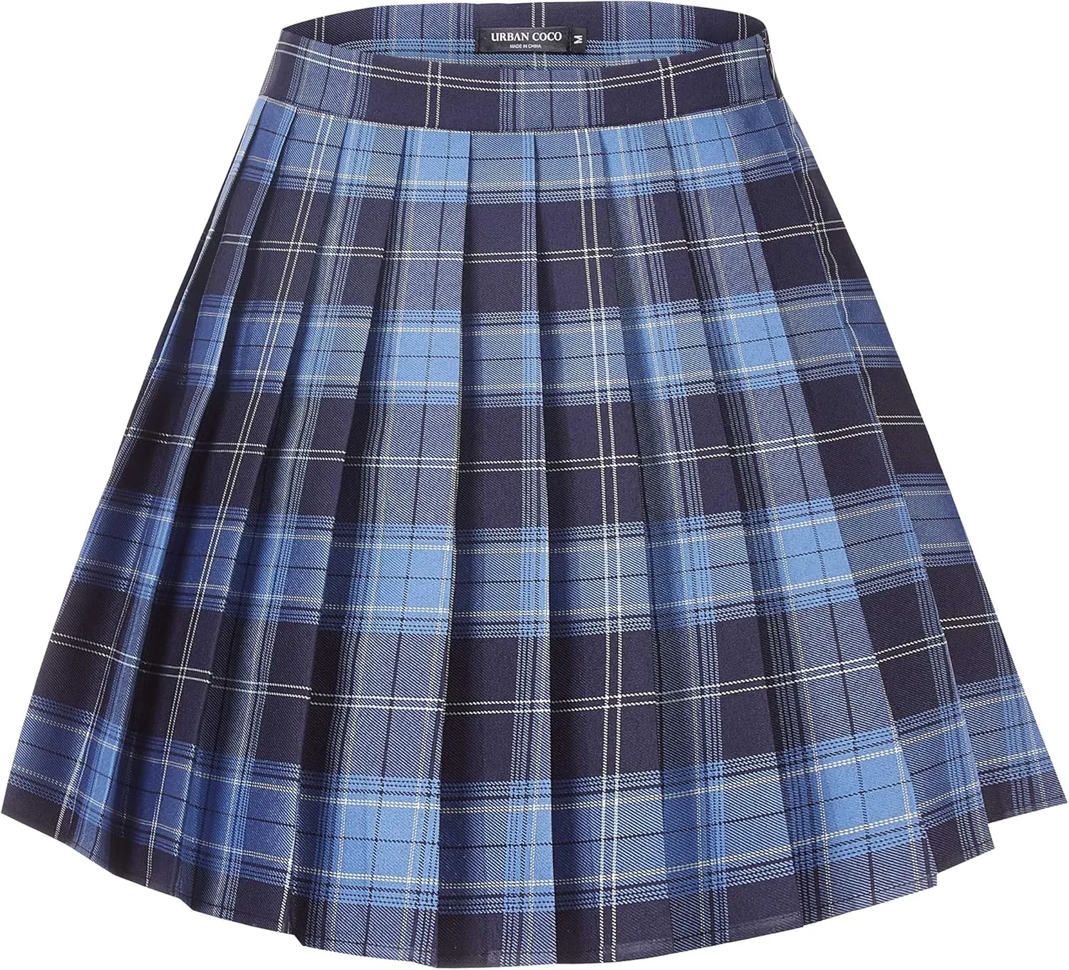 Urban CoCo Womens Uniforms Plaid Pleated Mini Skirt