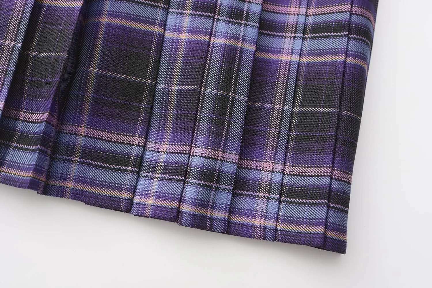 Urban CoCo Womens Uniforms Plaid Pleated Mini Skirt
