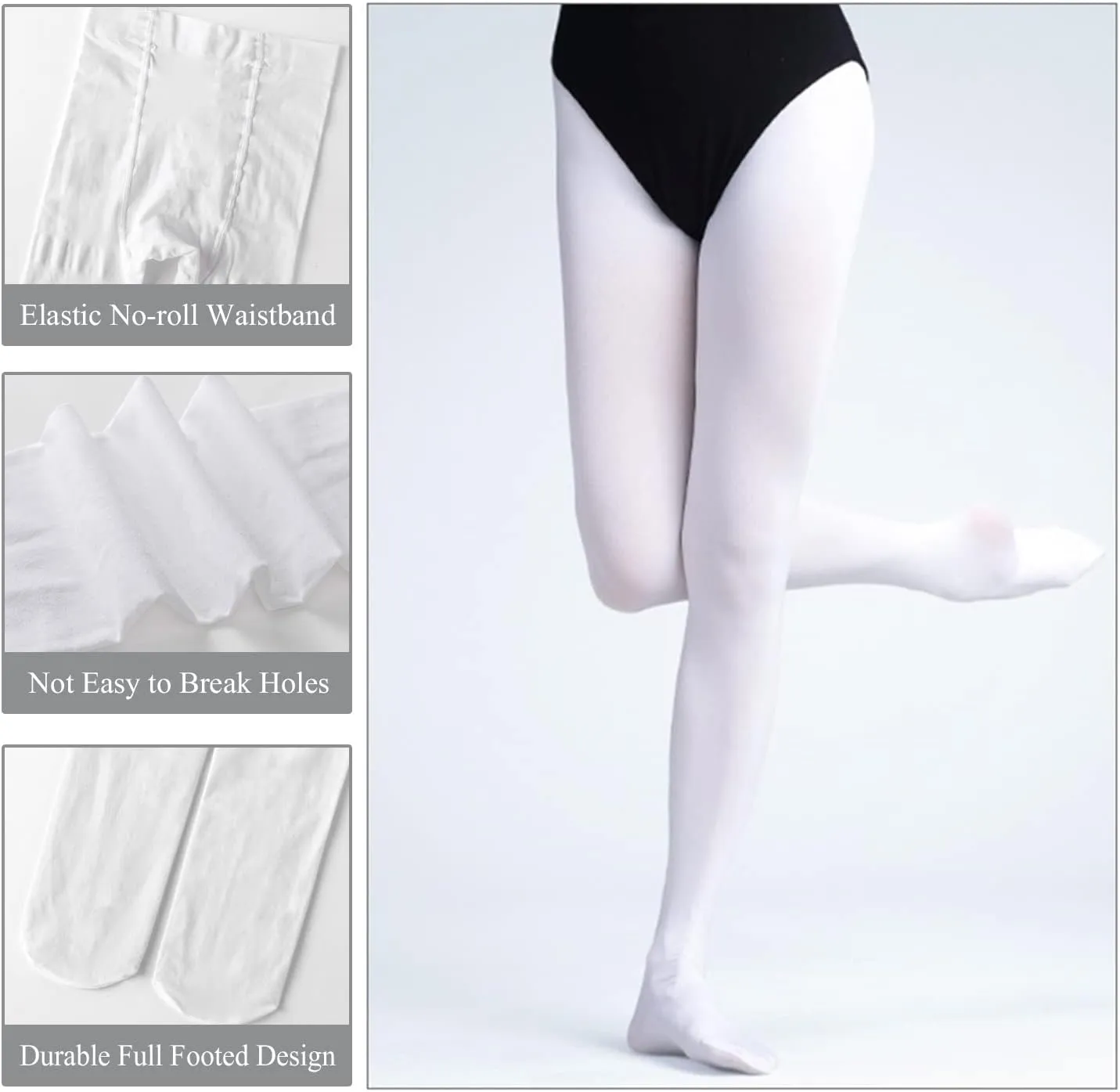 UTTPLL Women's Run Resistant 80 Denier Tights Solid Color Dance Stockings Soft Semi Opaque Footed Pantyhose High Waist Tight