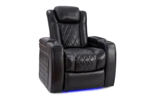 Valencia Tuscany Slim Leather Home Theater Seating Single, Midnight Black