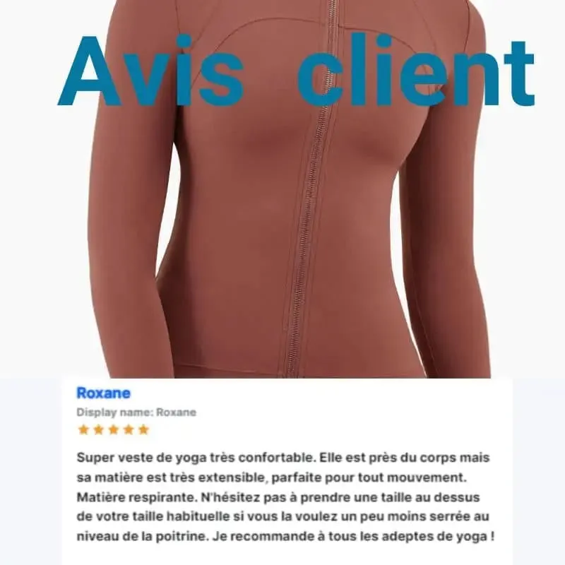 Veste hiver de yoga pour femme avec fermeture clair