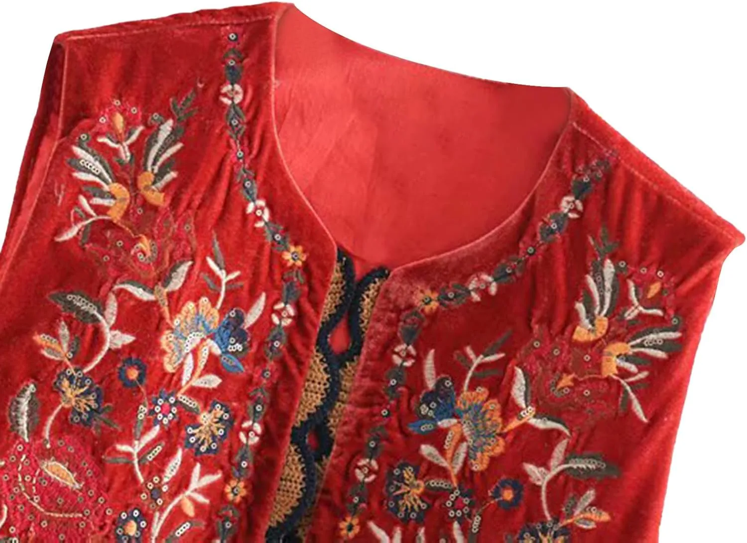 Vintage Women Embroidered Floral Vest Top Y2k Sleeveless Linen Open Front Blouse Waistcoat Boho Going Out Crop Tops