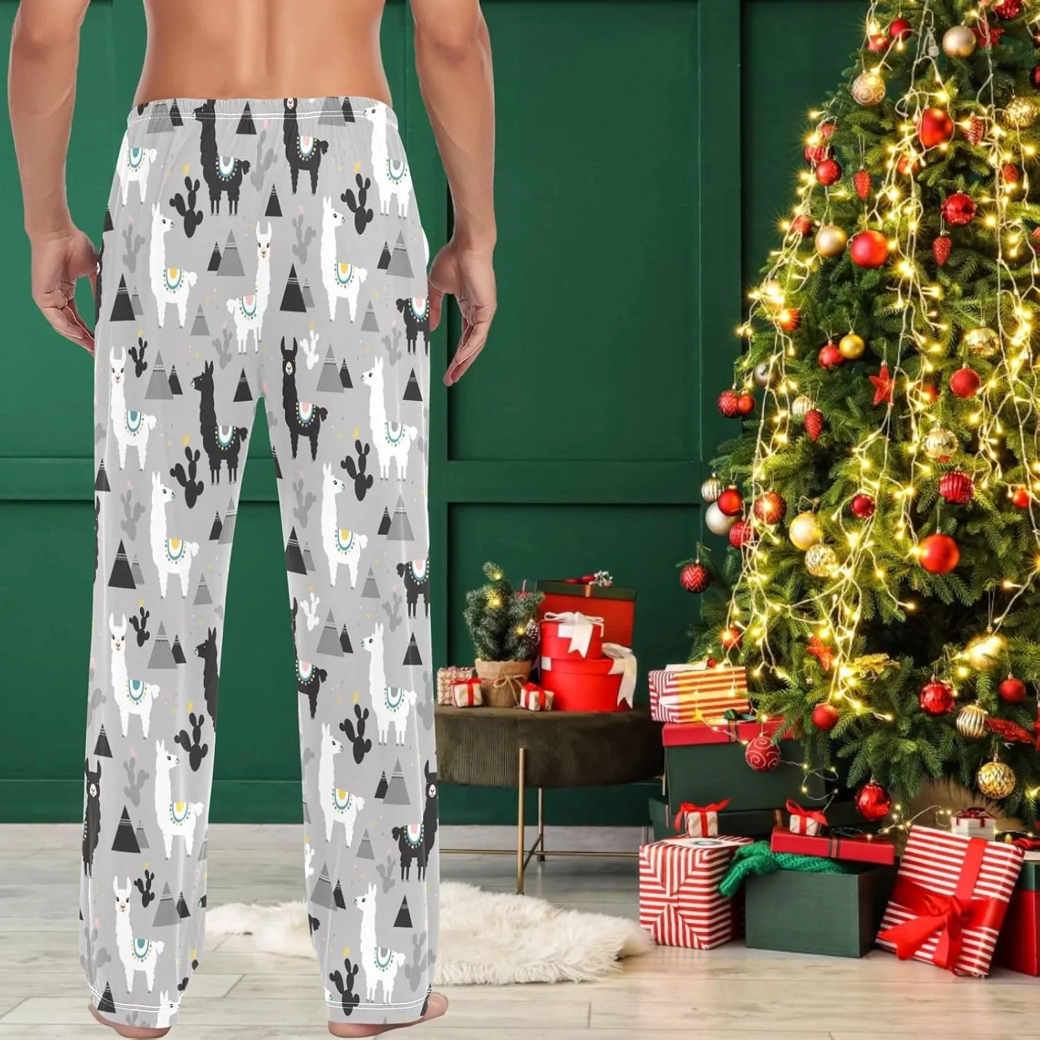 visesunny Stylish Men's Pajama Pants 100% Cotton Lounge Soft Warm Sleepwear Pants PJ Bottoms Drawstring and Pockets