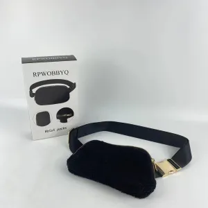 Waist packs, Fleece Fanny Pack with Adjustable Strap for Women and Men Gift Fanny Belt Bag, Waist Pack for Workout Running Traveling Hiking Sport Fleece Black