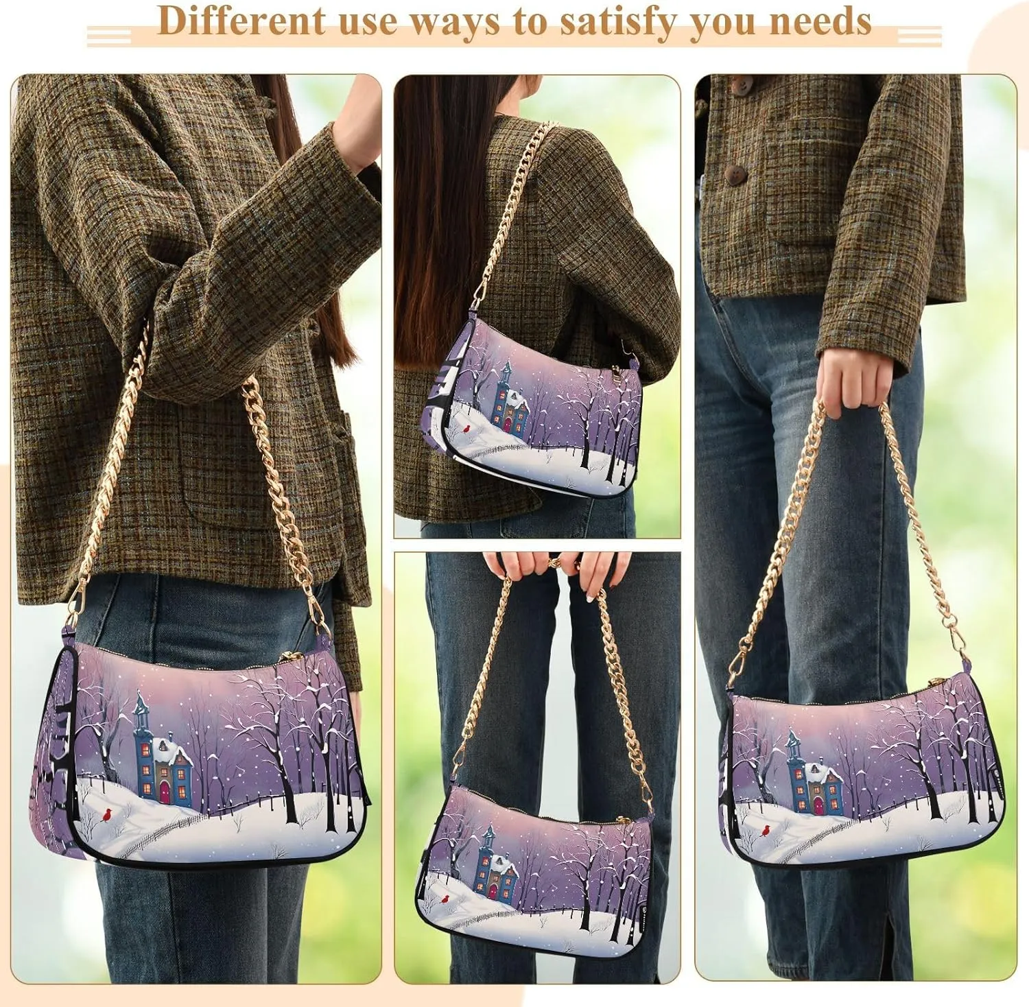 Watercolor Cat with Many Cats Women's Small Purse, Womens Shoulder Bags Crossbody