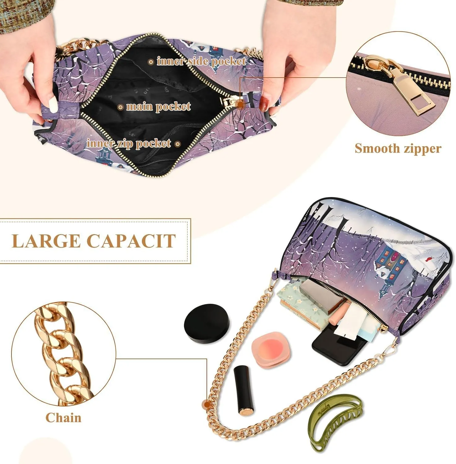 Watercolor Cat with Many Cats Women's Small Purse, Womens Shoulder Bags Crossbody