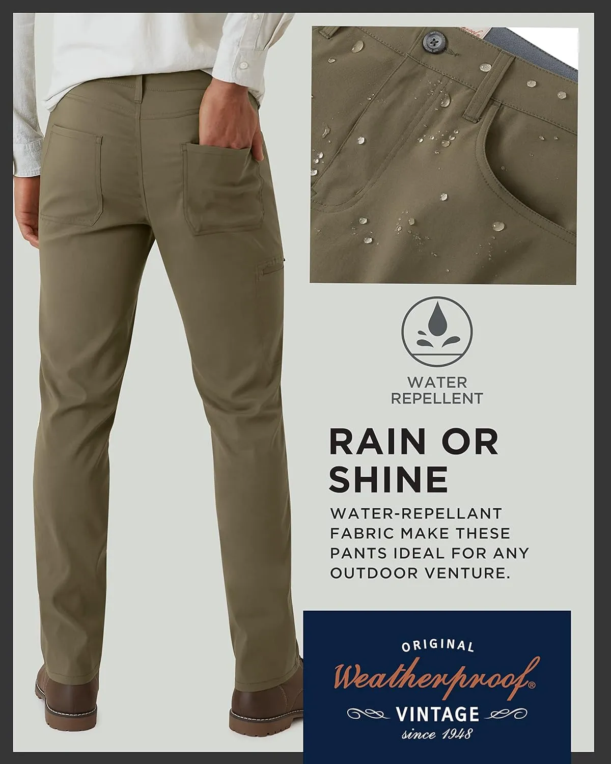 Weatherproof Vintage Casual Hiking Pants for Men - Lightweight Stretch Travel Mens Work Pants with Utility Cargo Pocket