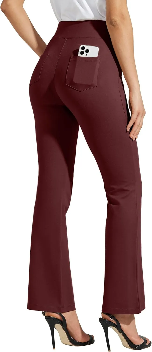 Willit Women's Yoga Dress Pants Bootcut Work Slacks Stretch Office Casual Flare Pants Petite/Regular 4 Pockets 28"/30"