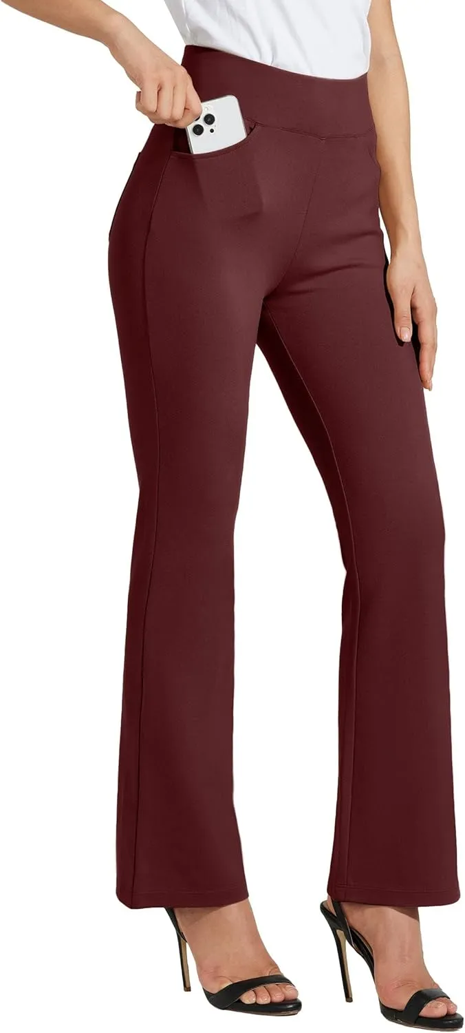Willit Women's Yoga Dress Pants Bootcut Work Slacks Stretch Office Casual Flare Pants Petite/Regular 4 Pockets 28"/30"