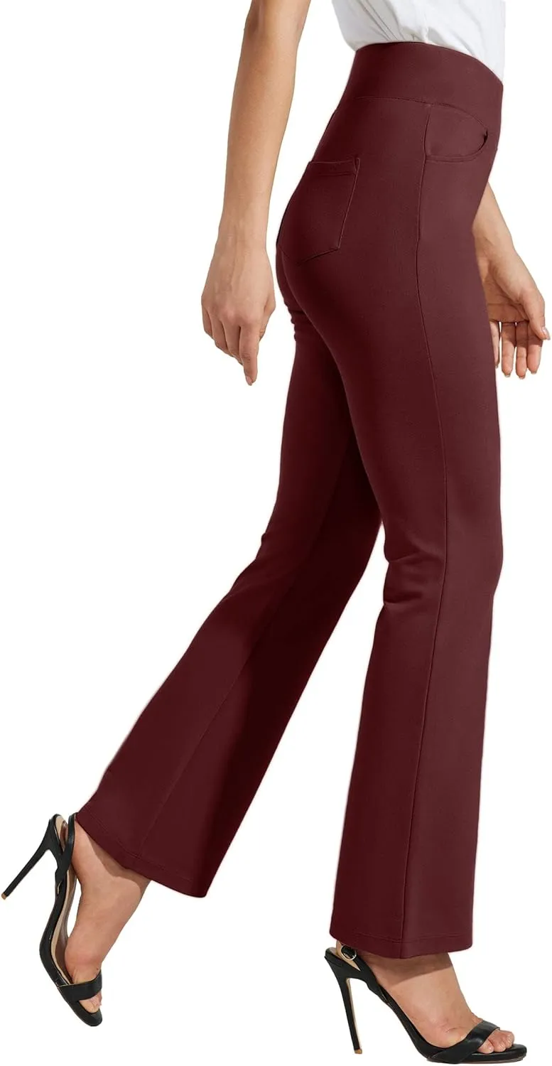 Willit Women's Yoga Dress Pants Bootcut Work Slacks Stretch Office Casual Flare Pants Petite/Regular 4 Pockets 28"/30"