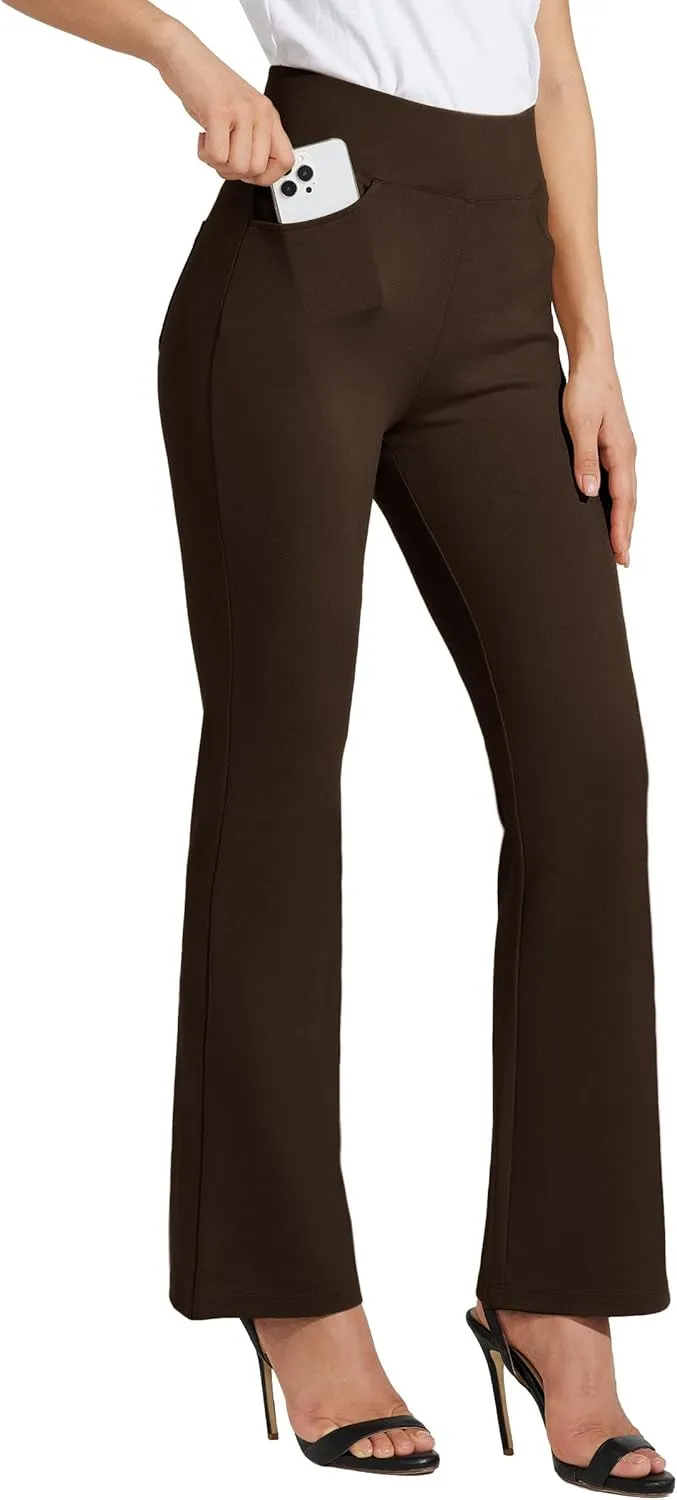 Willit Women's Yoga Dress Pants Bootcut Work Slacks Stretch Office Casual Flare Pants Petite/Regular 4 Pockets 28"/30"