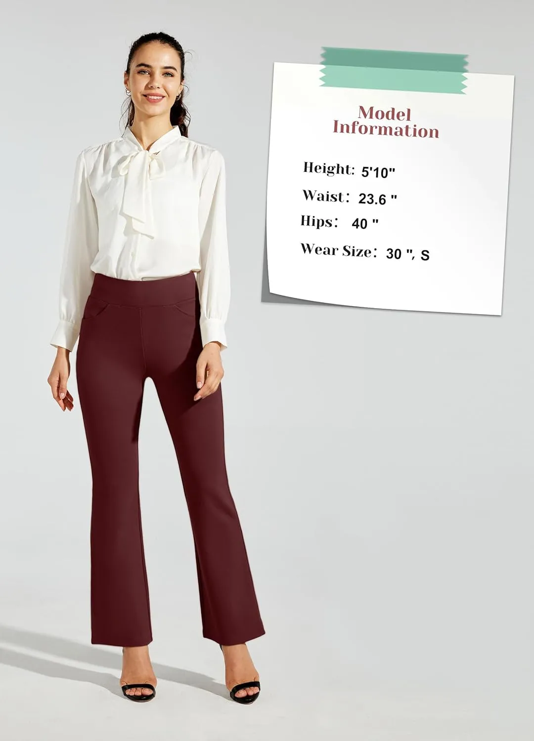 Willit Women's Yoga Dress Pants Bootcut Work Slacks Stretch Office Casual Flare Pants Petite/Regular 4 Pockets 28"/30"