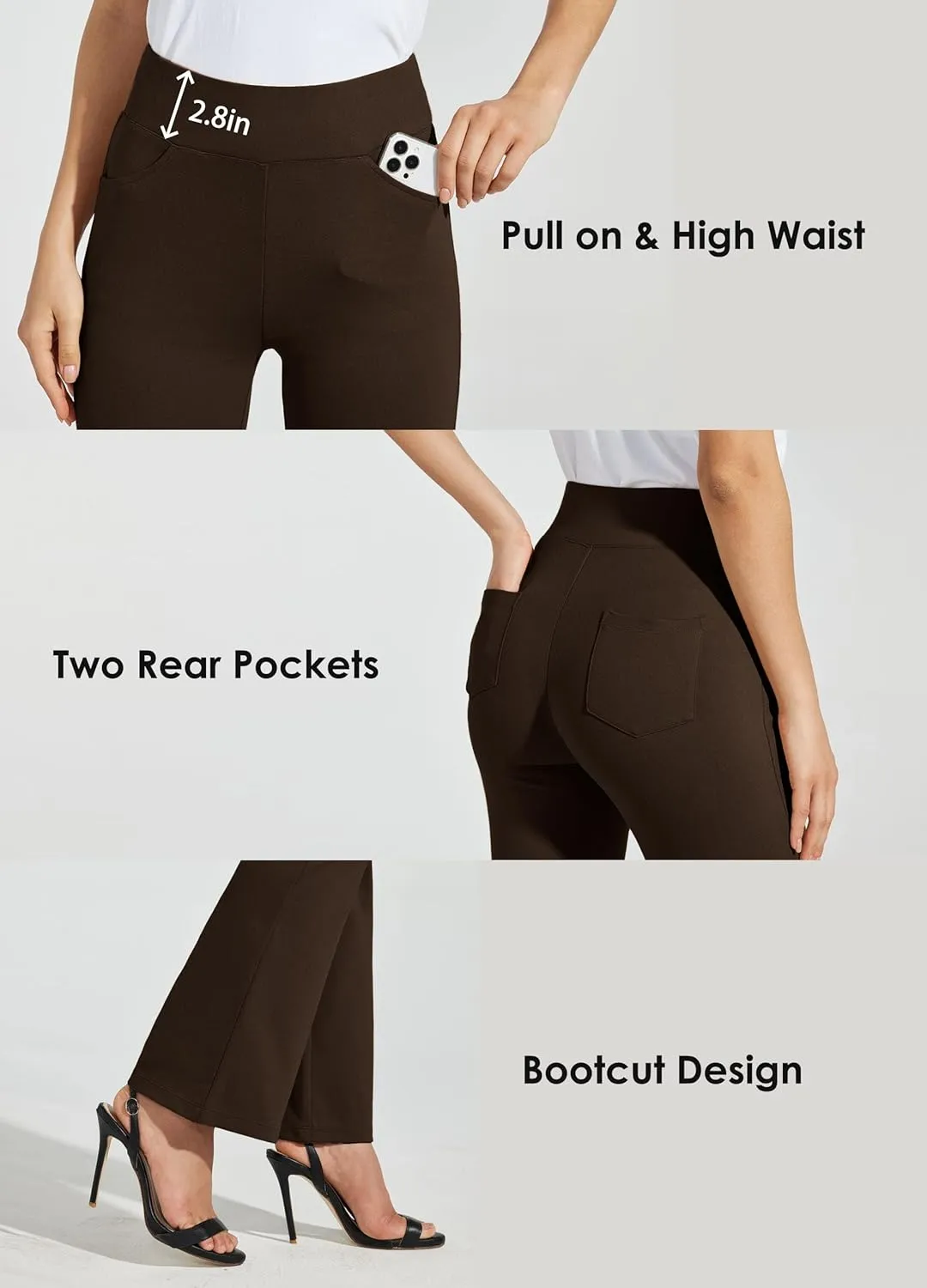Willit Women's Yoga Dress Pants Bootcut Work Slacks Stretch Office Casual Flare Pants Petite/Regular 4 Pockets 28"/30"