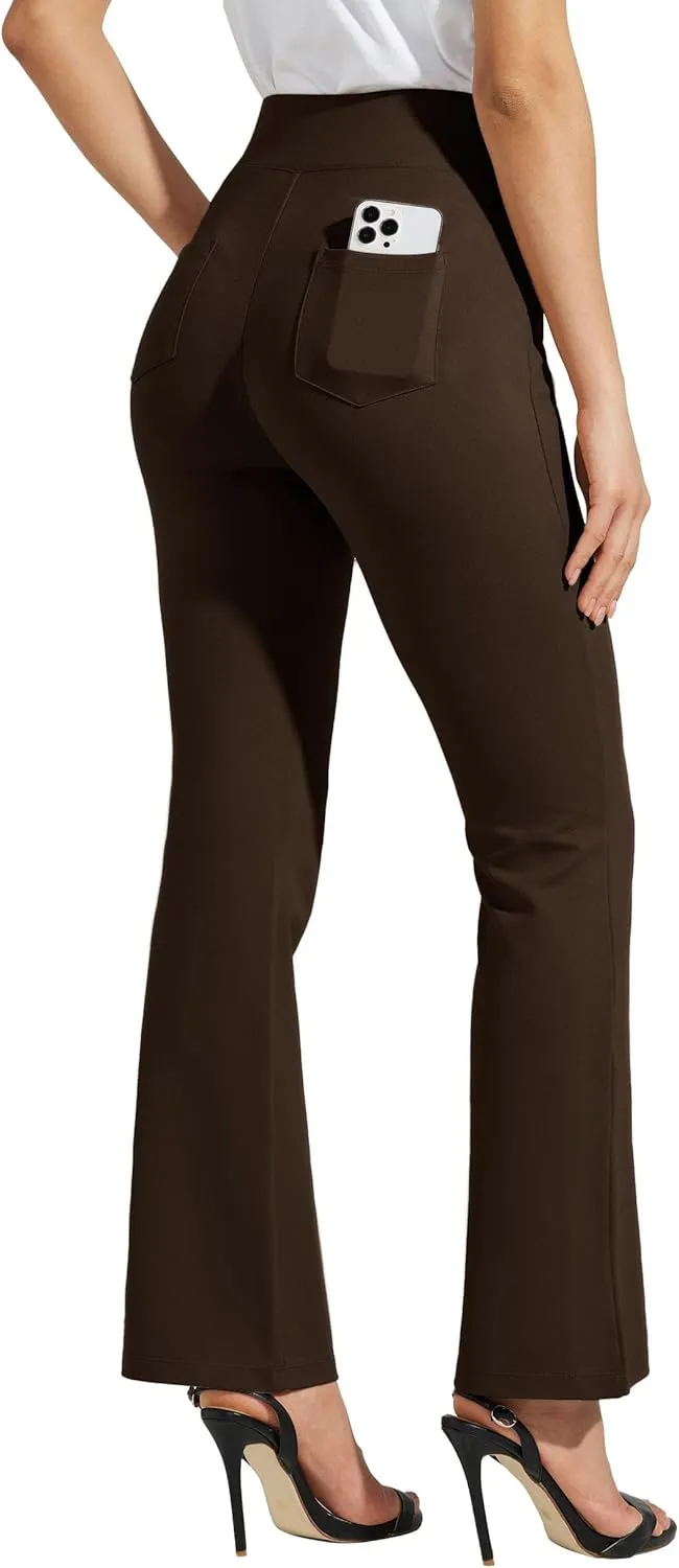 Willit Women's Yoga Dress Pants Bootcut Work Slacks Stretch Office Casual Flare Pants Petite/Regular 4 Pockets 28"/30"
