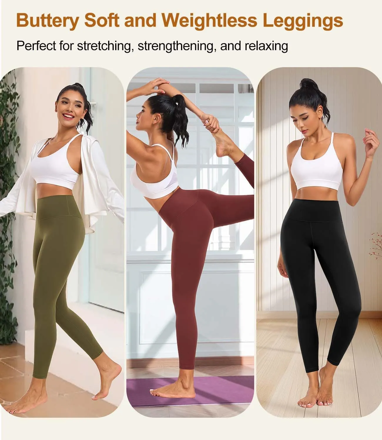 wirarpa Women's Yoga Leggings High Waisted Soft Lounge Legging 25" Running Pilates Yoga Pants for Women