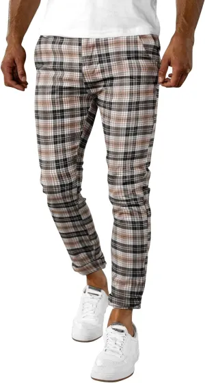 Woenzaia Men's Casual Slim Fit Pants Skinny Stretch Dress Slacks