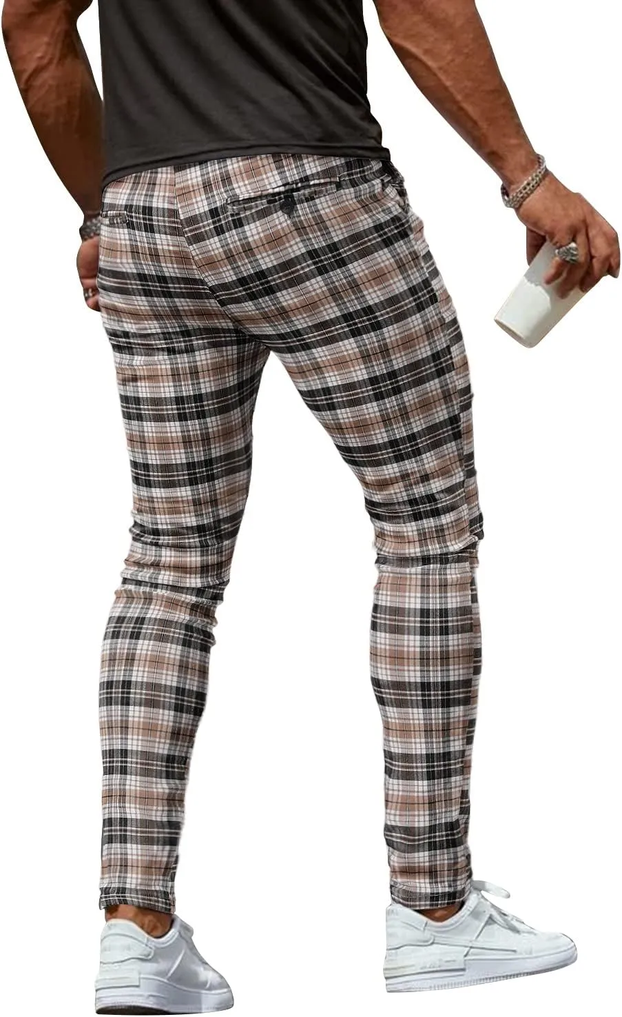 Woenzaia Men's Casual Slim Fit Pants Skinny Stretch Dress Slacks