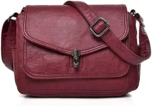 Women Handbags Shoulder Bags, Satchel Tote Bag, Fashion Vintage Shoulder Bags For Women Soft Pu Leather Crossbody Flap Bag Female Messenger Bag Handbag Clutch Purse (Color : Red, Size : 25x12x20cm)