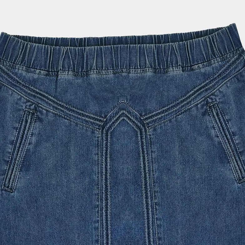 Women High Waisted Emo Jean Skirt A Line Long Denim Skirts Y2K Preppy Maxi Denim Skirt Vintage Frayed Hem Skirt